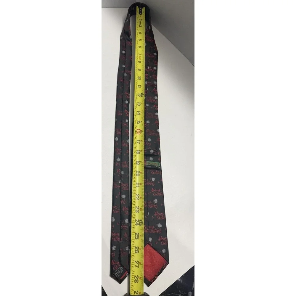 Holiday Traditions Hallmark Merry Christmas Snowflake Black Red Mens Necktie Tie